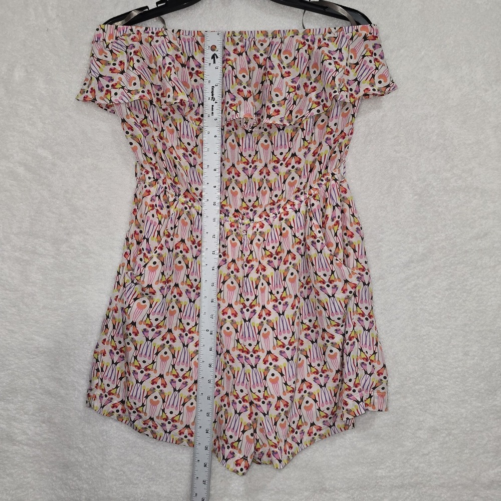 CHARLIE JADE Womens Size Small Strapless 100% Silk Colorful Romper Jumper Shorts - Picture 10 of 11